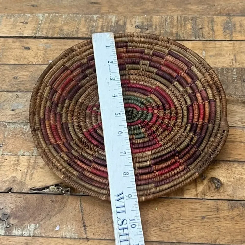 Vintage Colorful Hand Woven Coil Basket Wall Decor 9